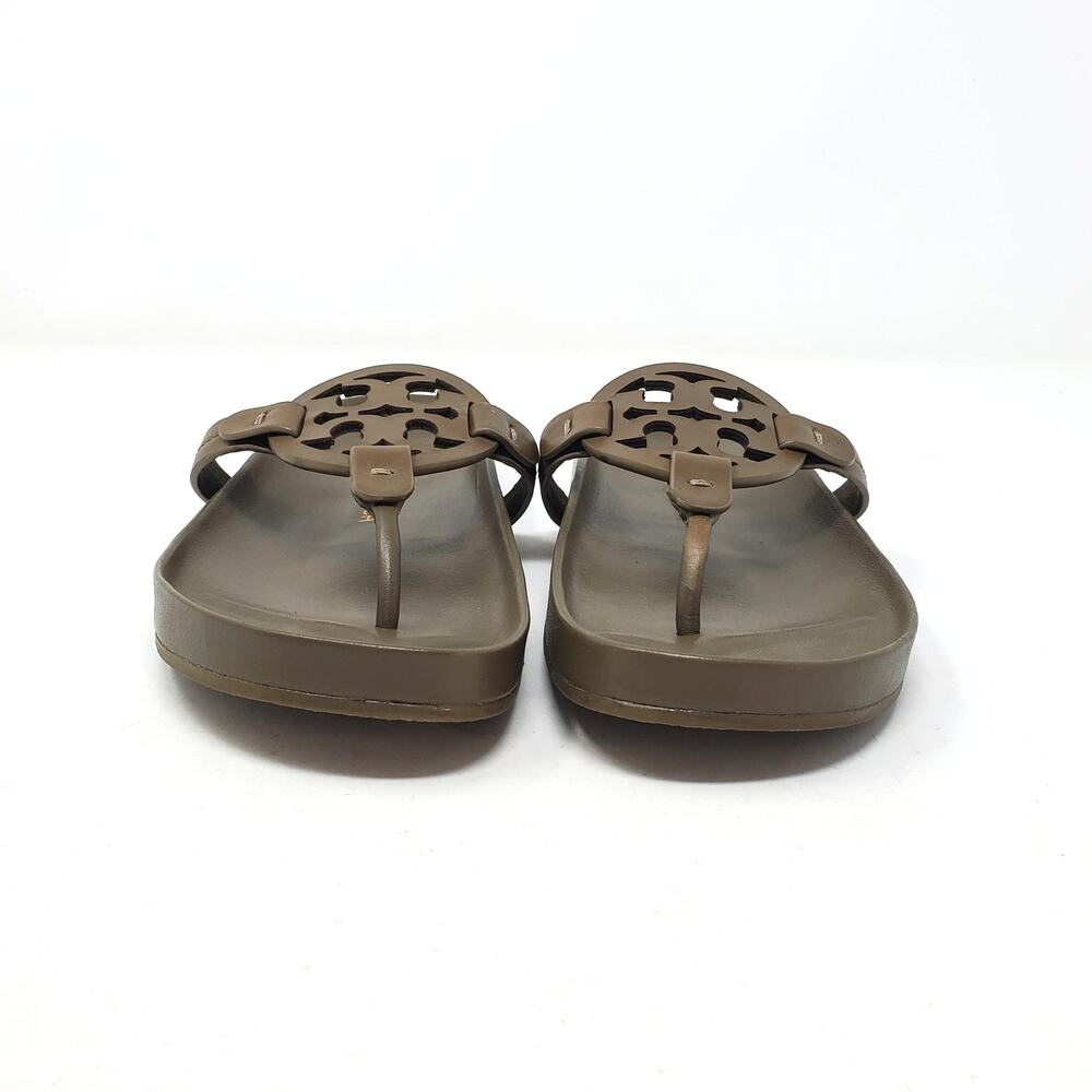 Tory Burch Miller Cloud Calf Leather Thong Sandals Olive Green 81032 Size US 7 M - Picture 6 of 11